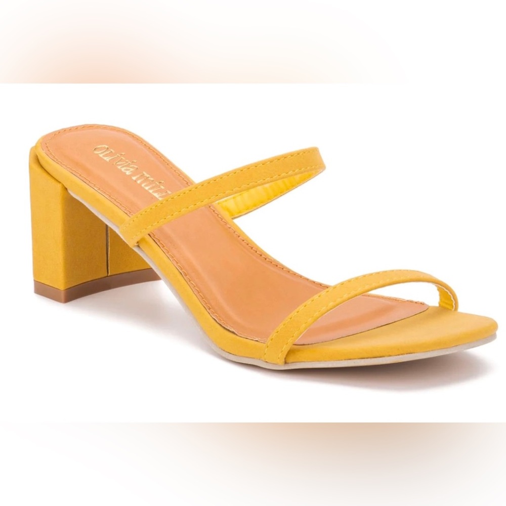 Olivia Miller Strappy Block Heel Sandals in Sunny Yellow